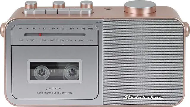 Alt view image 2 of 5 - Studebaker SB2130RG Portable Cassette Player/Recorder with AM/FM Radio (Rose Gold/Silver)