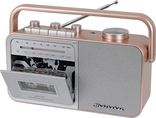 Alt view image 4 of 5 - Studebaker SB2130RG Portable Cassette Player/Recorder with AM/FM Radio (Rose Gold/Silver)
