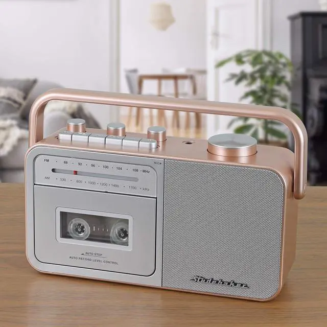 Alt view image 5 of 5 - Studebaker SB2130RG Portable Cassette Player/Recorder with AM/FM Radio (Rose Gold/Silver)