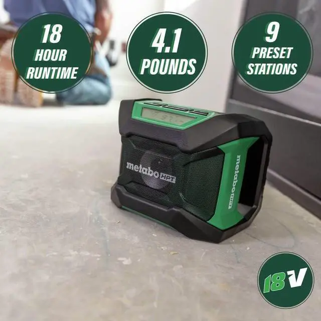 Alt view image 5 of 7 - Metabo HPT 18V MultiVolt Cordless Bluetooth Radio, Powerful Sound with 15 Level Equalizer, 18 Hour Runtime, Compact and Lightweight, Bluetooth Connection, Tool Body Only, UR18DAQ4