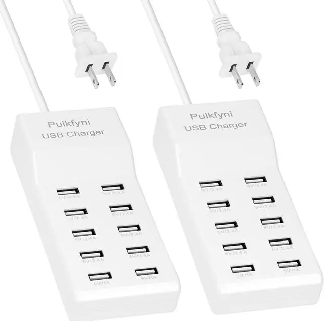 Main image of 10-Ports USB Charger Family-Sized Desktop USB Rapid ChargerSmart USB Charger for Multiple Devices,Smart watches Smart Phones Tablets (2 pack)