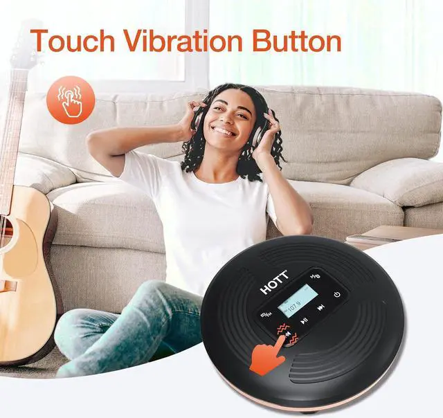 Alt view image 6 of 7 - HOTT Portable CD Player with Bluetooth and FM Transmitter,Portable Walkman CD Player with Touch Buttons Backlight,Rechargeable Discman Player with AUX Cable,CD Player Shockproof for Car Home CD903TF
