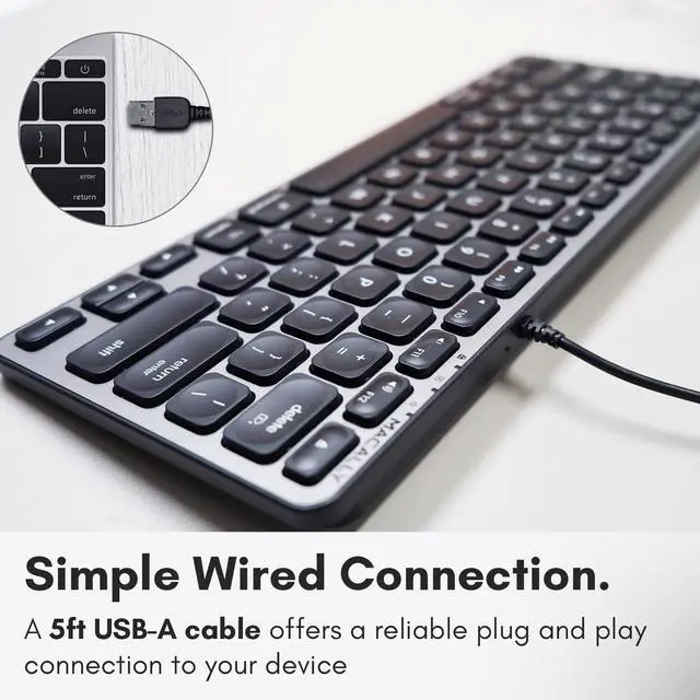 Alt view image 4 of 7 - Macally Backlit Wired Keyboard for Mac | Compatible Apple Keyboard (Small and Compact) Comfortable All Day Typing USB Keyboard for MacBook Pro/Air, iMac, Mac Mini/Pro (Space Grey)