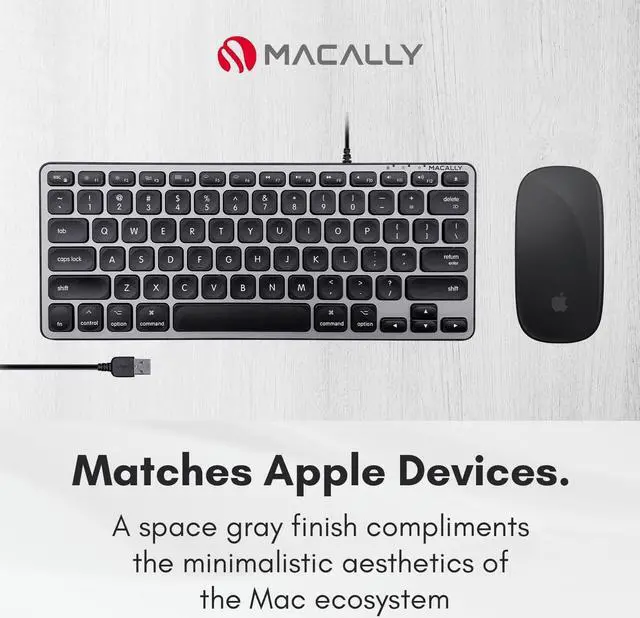 Alt view image 6 of 7 - Macally Backlit Wired Keyboard for Mac | Compatible Apple Keyboard (Small and Compact) Comfortable All Day Typing USB Keyboard for MacBook Pro/Air, iMac, Mac Mini/Pro (Space Grey)