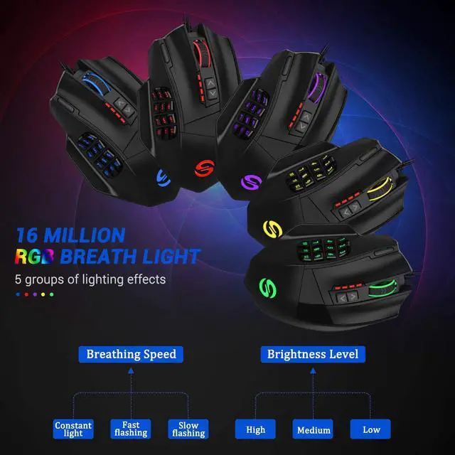 Alt view image 2 of 7 - UtechSmart Venus Gaming Mouse RGB Wired, 16400 DPI High Precision Laser Programmable MMO Computer Gaming Mice [IGN's Recommendation]