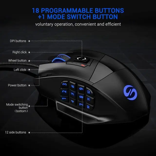 Alt view image 4 of 7 - UtechSmart Venus Gaming Mouse RGB Wired, 16400 DPI High Precision Laser Programmable MMO Computer Gaming Mice [IGN's Recommendation]