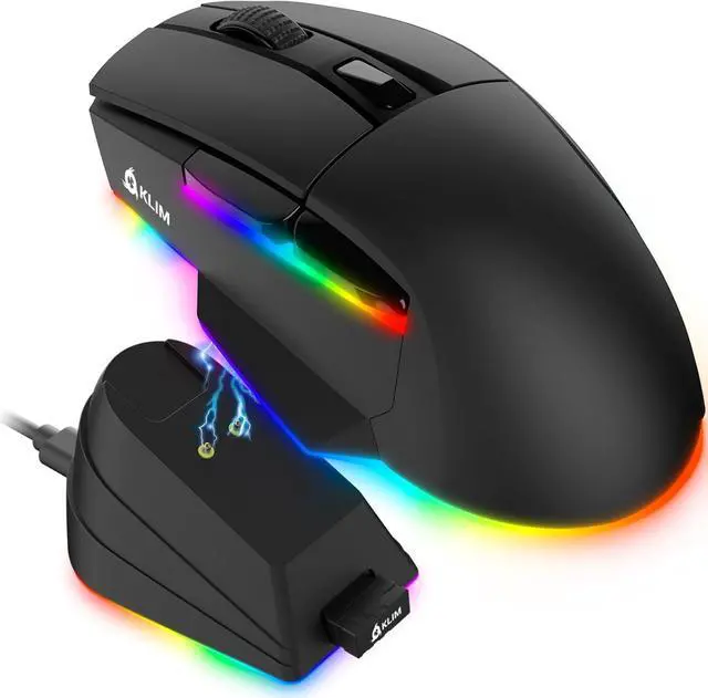 Main image of KLIM Blaze X RGB + New + Rechargeable Wireless Gaming Mouse with Charging Dock + Long-Lasting Battery + Up to 12000 DPI + Wired & Wireless Mouse PC, PS5, PS4, Mac + Black