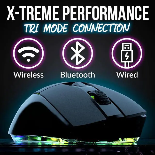 Alt view image 2 of 7 - KLIM Blaze X RGB + New + Rechargeable Wireless Gaming Mouse with Charging Dock + Long-Lasting Battery + Up to 12000 DPI + Wired & Wireless Mouse PC, PS5, PS4, Mac + Black