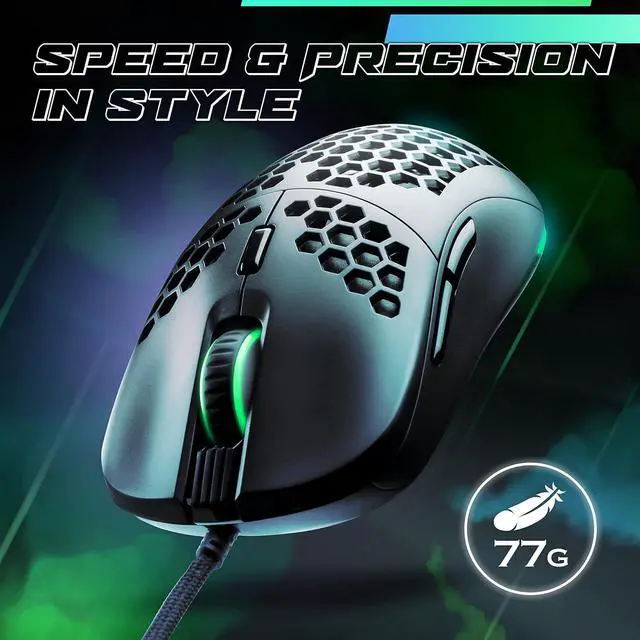 Alt view image 2 of 7 - GUNMJO Gram DIY Honeycomb Shell Wired RGB Gaming Mouse, PC Gaming Mouse with 9 Buttons and Up to 10,000 DPI, Computer Mice for PC Gaming, Black Color