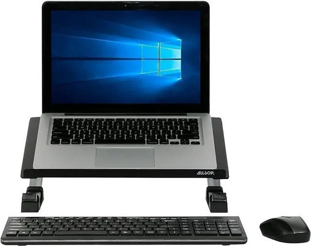 Alt view image 2 of 7 - Allsop Redmond Adjustable Laptop Stand, Vented Curved Sturdy Metal Ergonomic Riser