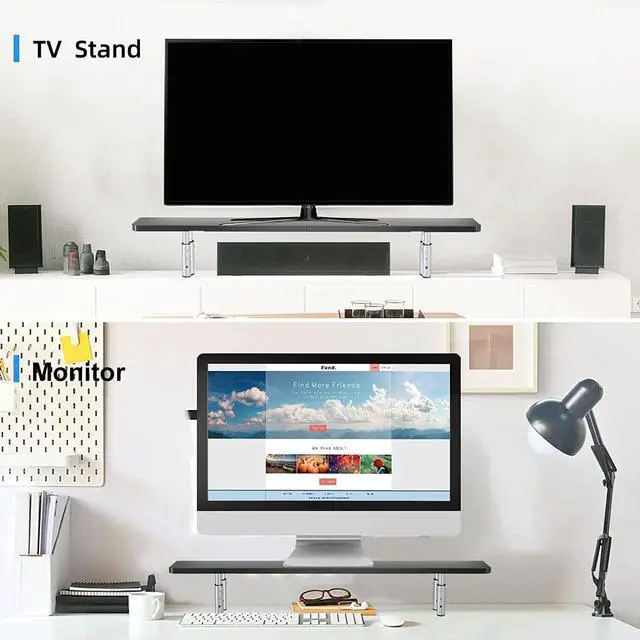 Alt view image 3 of 4 - suptek Dual Monitor Stand Riser,Large Monitor Laptop Stand Riser 3 Adjustable Heights Computer Stand for Laptop, Printer, Notebook(MST016L)