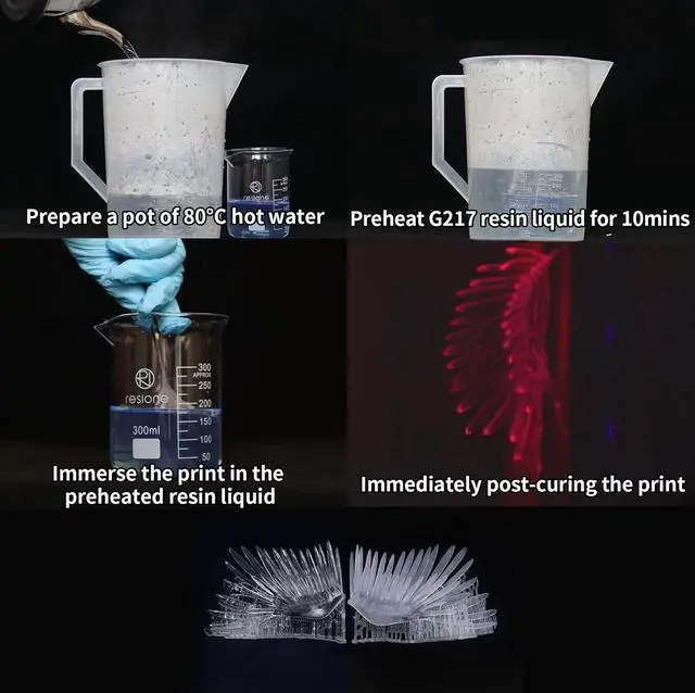 Alt view image 5 of 7 - RESIONE G217 Clear 3D Printer Resin  Non-Yellowing Transparent Tough Resin, ABS-Like Strength, High Clarity for LCD/DLP/MSLA Printers, 405nm UV, 1KG