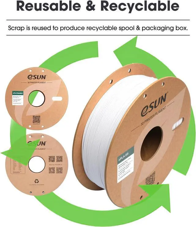 Alt view image 7 of 7 - eSUN PLA Basic Filament 1.75mm, 3D Printer Filament High Speed PLA for Fast Printing, 1KG Spool (2.2 LBS) 3D Printing Filament for High Speed 3D Printers, White