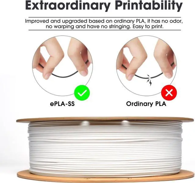 Alt view image 3 of 7 - eSUN PLA Basic Filament 1.75mm, 3D Printer Filament High Speed PLA for Fast Printing, 1KG Spool (2.2 LBS) 3D Printing Filament for High Speed 3D Printers, White