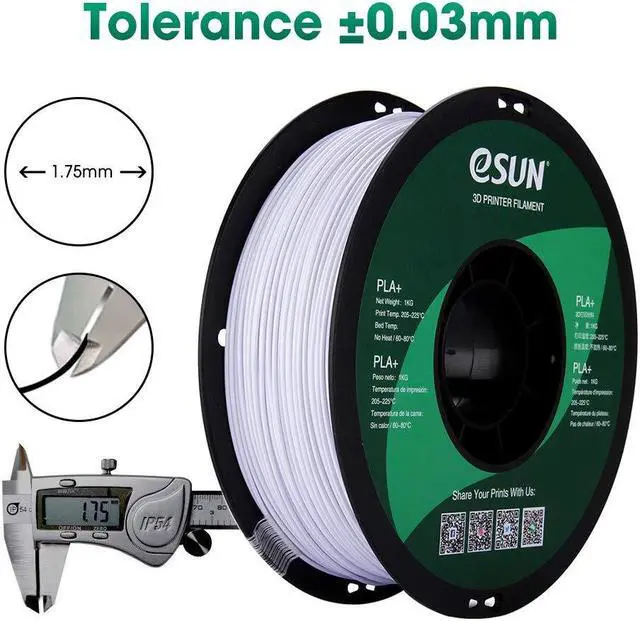 Alt view image 4 of 6 - eSUN PLA PRO (PLA+) 3D Printer Filament, Dimensional Accuracy +/- 0.03mm, 1kg, Plastic Spool, 1.75mm, Cool White