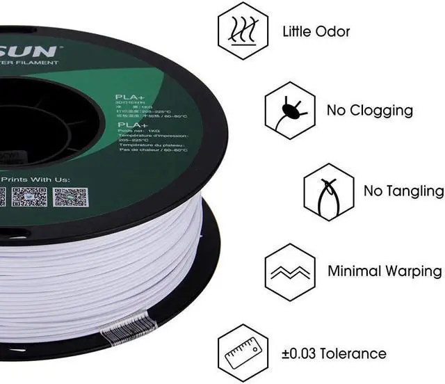 Alt view image 5 of 6 - eSUN PLA PRO (PLA+) 3D Printer Filament, Dimensional Accuracy +/- 0.03mm, 1kg, Plastic Spool, 1.75mm, Cool White