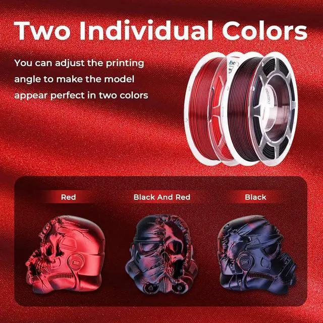 Alt view image 3 of 7 - AMOLEN Silk PLA 3D Printer Filament Bundle, Shiny Dual Color PLA Filament 1.75mm Pack, Color Change PLA 3D Printing Filament for Most FDM 3D Printer, Black Series 200g X 4 Spools