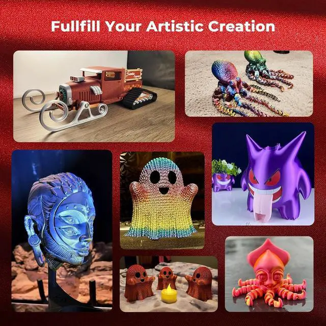 Alt view image 6 of 7 - AMOLEN Silk PLA 3D Printer Filament Bundle, Shiny Dual Color PLA Filament 1.75mm Pack, Color Change PLA 3D Printing Filament for Most FDM 3D Printer, Black Series 200g X 4 Spools