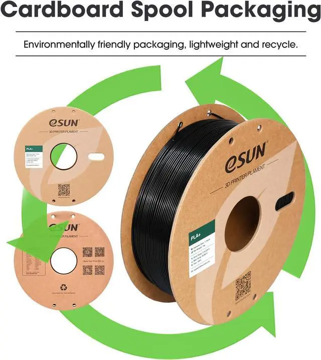 Alt view image 7 of 7 - eSUN PLA+ Filament 1.75mm, 3D Printer Filament PLA Plus, Dimensional Accuracy +/- 0.03mm, 1KG Spool (2.2 LBS) 3D Printing Filament for 3D Printers, Black