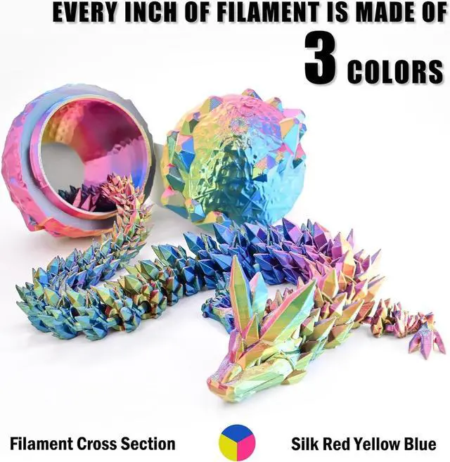 Alt view image 3 of 7 - OVV3D 3D Printer Filament, Tri-Colors PLA Filament 1.75mm, Coextrusion Silk PLA Filament, Rainbow PLA Filament with Silk PLA Red-Yellow-Blue, 3D Printing Filament +/-0.02mm, 1kg