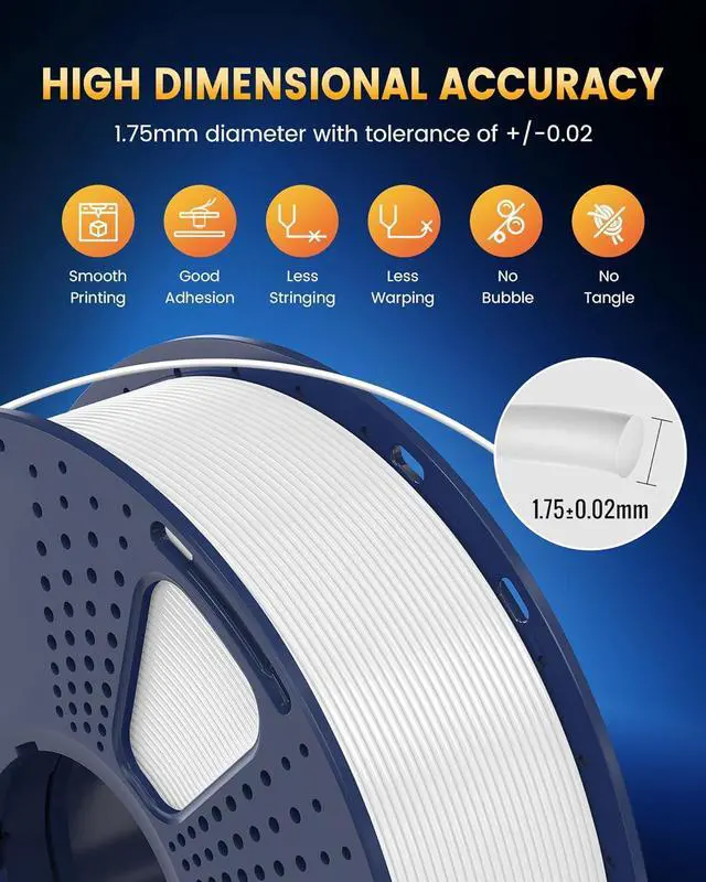 Alt view image 6 of 7 - SUNLU PLA+2.0 3D Printer Filament 2KG, Upgrade PLA+ Filament 1.75mm, Tougher and Stronger, Dimensional Accuracy +/-0.02mm, 1KG per Spool, 2 Pack, 2KG Total, Black+White