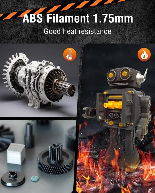 Alt view image 3 of 7 - SUNLU ABS Filament 1.75mm 3D Printer Filament, Highly Resistant Durable, Heat Resistance, Excellent Toughness, Compatible with 99% FDM 3D Printers, 0.9kg Spool (1.98lbs), 350 Meters, Black
