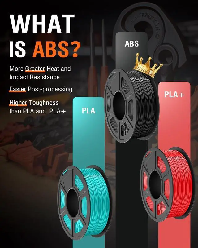 Alt view image 2 of 7 - SUNLU ABS Filament 1.75mm 3D Printer Filament, Highly Resistant Durable, Heat Resistance, Excellent Toughness, Compatible with 99% FDM 3D Printers, 0.9kg Spool (1.98lbs), 350 Meters, Black