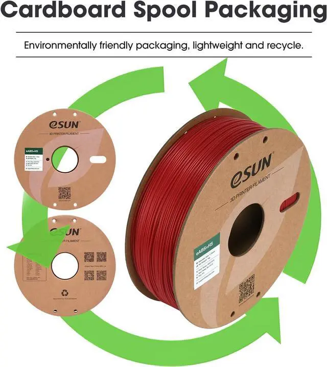 Alt view image 5 of 6 - eSUN High Speed ABS+ Filament 1.75mm, Excellent Layer Adhesion 3D Printer Filament Speedy ABS Plus for Fast Printing, 1KG Spool (2.2 LBS) 3D Printing Filament for 3D Printers, Fire Engine Red