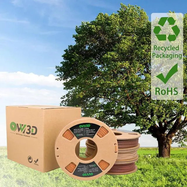 Alt view image 7 of 7 - OVV3D Wood 3D Printer Filament Bundle, Wood PLA Filament 1.75mm Bundle, Wood Filament More Than 30% Real Wood Fiber, Walnut, Oak, Cherry, Teak, 1.75 PLA Filament 3D Printing Filament, 200g X 4 Pack