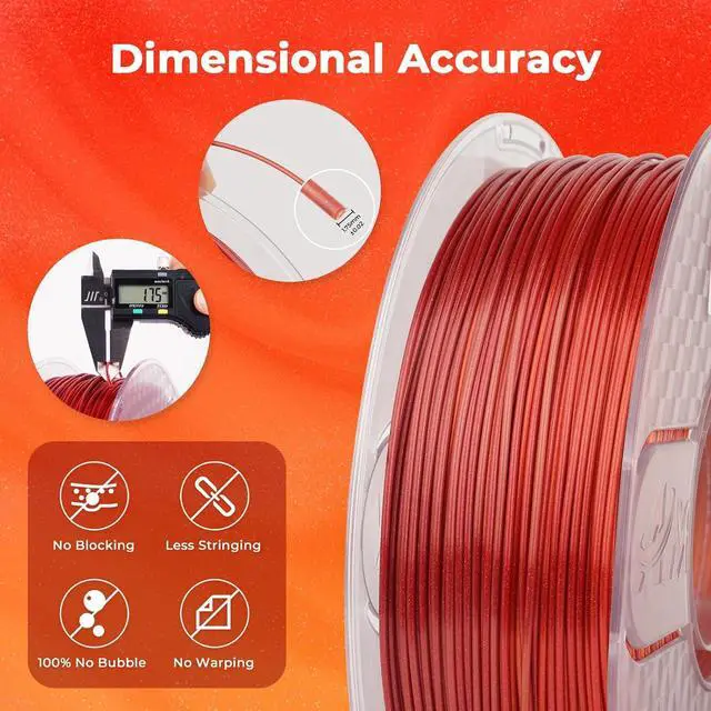 Alt view image 4 of 7 - AMOLEN PLA 3D Printer Filament, PLA Filament 1.75mm Silk Shiny Filament Red Gold Filament, 3D Printer Gradient Pla Filament 1KG/2.2lb Compatible with Most FDM 3D Printers