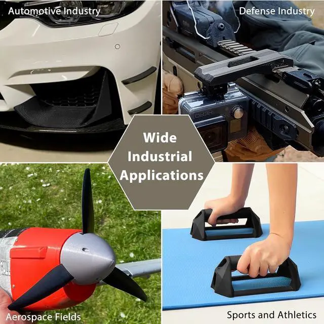 Alt view image 6 of 7 - Carbon Fiber Polycarbonate Filament 1.75mm, UV/Heat Resistance PC-CF 3D Printer Filament, Carbon Fiber PC Filament for High-Temperature Technical Parts, 1kg(2.2lbs) Spool