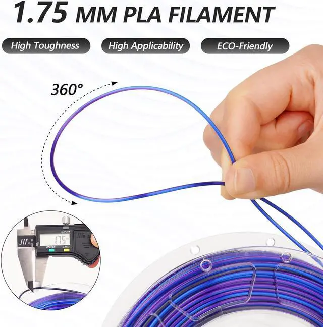 Alt view image 4 of 6 - AMOLEN Silk PLA 3D Printer Filament Bundle, Shiny Multicolor Rainbow PLA Filament 1.75mm Pack, Fast Color Change PLA 3D Printing Filament for Most FDM 3D Printer, 200g X 4 Spools