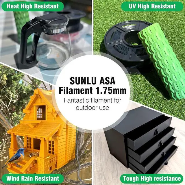 Alt view image 2 of 7 - SUNLU ASA Filament 1.75mm, UV/Rain/Heat Resistant Tough 3D Printer Filament, Great for Printing Outdoor Functional Mechanical Parts, 0.9kg Spool (1.98lbs), 340 Meters, Red