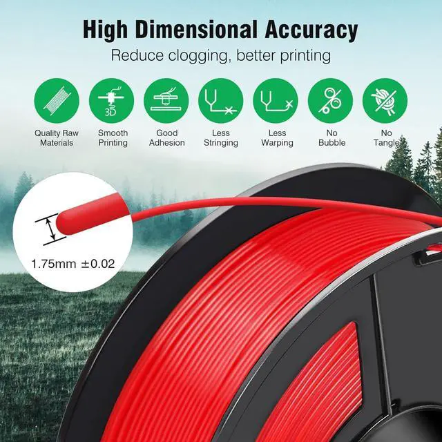 Alt view image 4 of 7 - SUNLU ASA Filament 1.75mm, UV/Rain/Heat Resistant Tough 3D Printer Filament, Great for Printing Outdoor Functional Mechanical Parts, 0.9kg Spool (1.98lbs), 340 Meters, Red