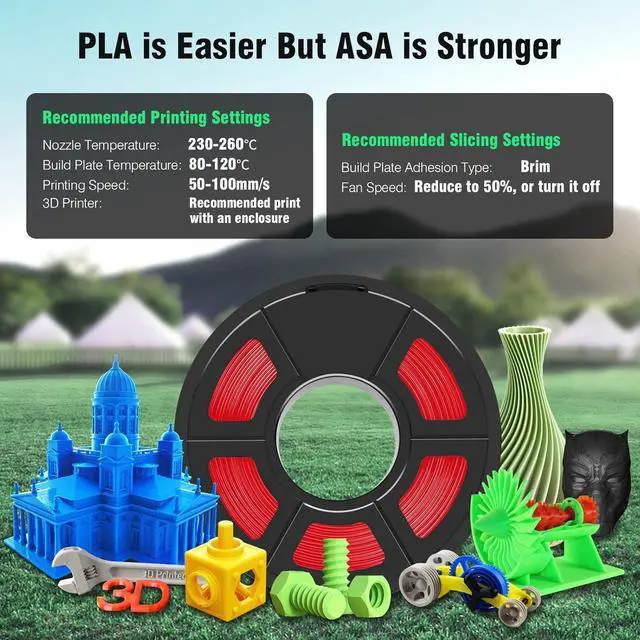 Alt view image 5 of 7 - SUNLU ASA Filament 1.75mm, UV/Rain/Heat Resistant Tough 3D Printer Filament, Great for Printing Outdoor Functional Mechanical Parts, 0.9kg Spool (1.98lbs), 340 Meters, Red