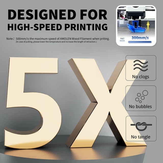 Alt view image 4 of 7 - AMOLEN Wood PLA 3D Printer Filament 1.75mm Dry Rosewood 15% Wood Fiber 1KG