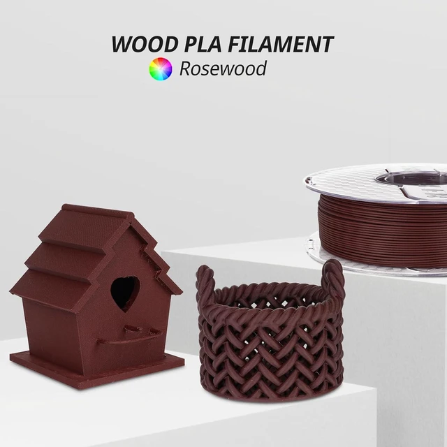 Alt view image 7 of 7 - AMOLEN Wood PLA 3D Printer Filament 1.75mm Dry Rosewood 15% Wood Fiber 1KG