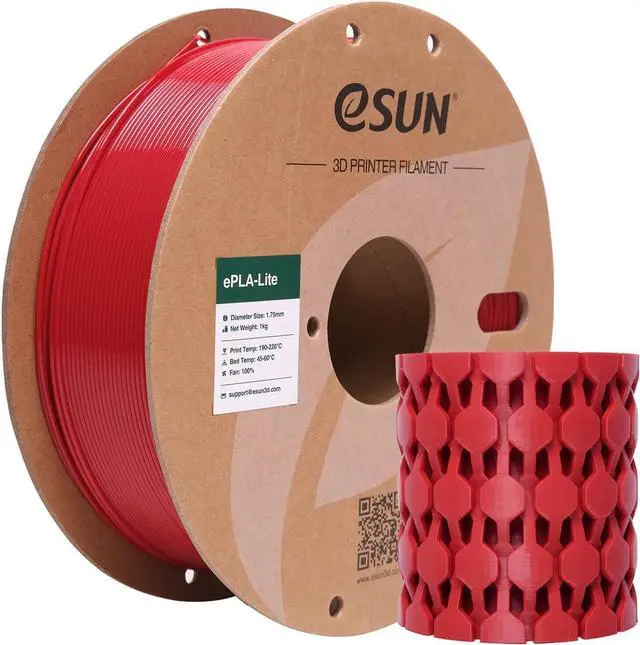 Main image of eSUN PLA Filament 1.75mm, High Toughness 3D Printer Filament Upgraded PLA Filament, Dimensional Accuracy +/- 0.03mm, 1KG Cardboard Spool (2.2 LBS) 3D Printing Filament for 3D Printers, Fire Engine Red