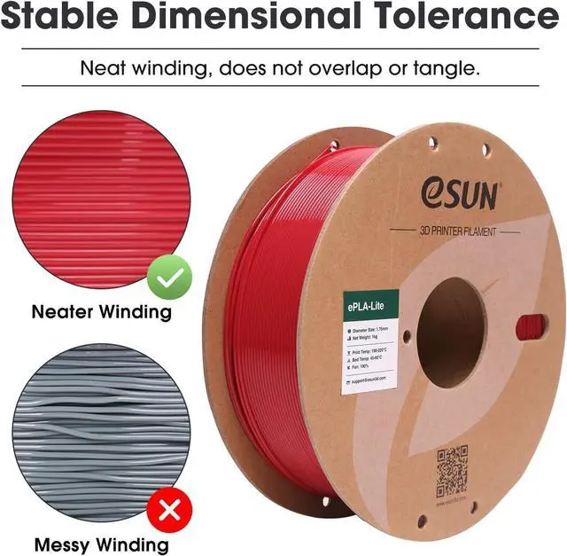 Alt view image 4 of 7 - eSUN PLA Filament 1.75mm, High Toughness 3D Printer Filament Upgraded PLA Filament, Dimensional Accuracy +/- 0.03mm, 1KG Cardboard Spool (2.2 LBS) 3D Printing Filament for 3D Printers, Fire Engine Red