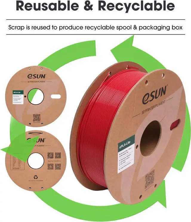 Alt view image 5 of 7 - eSUN PLA Filament 1.75mm, High Toughness 3D Printer Filament Upgraded PLA Filament, Dimensional Accuracy +/- 0.03mm, 1KG Cardboard Spool (2.2 LBS) 3D Printing Filament for 3D Printers, Fire Engine Red