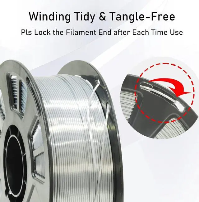 Alt view image 4 of 6 - MIKA3D 1.75mm Silk Metallic Silver Shiny PLA 3D Printing Filament, 1KG 2.2Lbs 3D Printing Material with High Diameter Accuracy, Neatly Wound Silk PLA Widely Support for FDM 3D Printers
