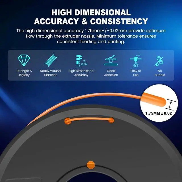 Alt view image 6 of 7 - JAYO PLA+ Filament Bundle 1.75mm, 3D Printer Filament Bundle Multicolor, Individually Vacuum Packed, 250g Spool, 8 Pack, 2KG in Total, Black+White+Transparent+Clear(Blue+Red+Orange+Yellow+Purple)