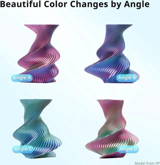 Alt view image 2 of 7 - ANYCUBIC Silk Tri Color Pla Filament, 3-in-1 Chrome Coextrusion Color Change 3D Printer Filament 1.75mm Dimensional Accuracy +/- 0.02mm, Silk Texture, 1KG Reusable Spool (2.2 lbs), Blue Green Purple