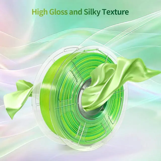 Alt view image 2 of 7 - IEMAI Silk PLA Filament 1.75mm 1kg, Dual-Color Gradient Yellow to Green 3D Printer Filament, Silky Glossy Finish, Tough & Neatly Wound for DIY, Artistic & Home Décor