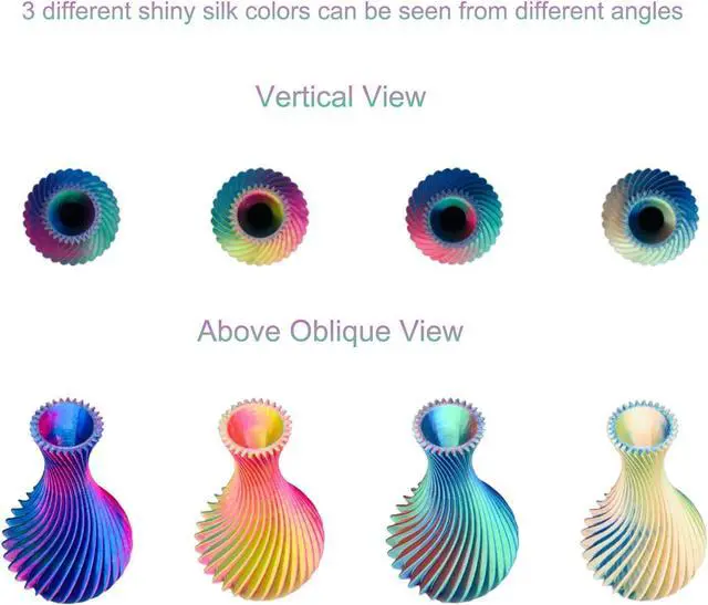 Alt view image 2 of 7 - Tri-Color PLA Filament Set 3D Printer Filament 1.75mm (3-Color Mixed, 4 Rolls × 250g, Total 1kg), Multi-Color Gradient, High Precision, No Clogging, No Bubbles, Compatible with FDM 3D Printers