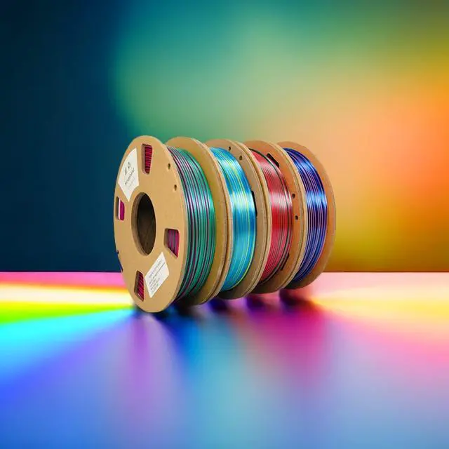 Alt view image 4 of 7 - Tri-Color PLA Filament Set 3D Printer Filament 1.75mm (3-Color Mixed, 4 Rolls × 250g, Total 1kg), Multi-Color Gradient, High Precision, No Clogging, No Bubbles, Compatible with FDM 3D Printers