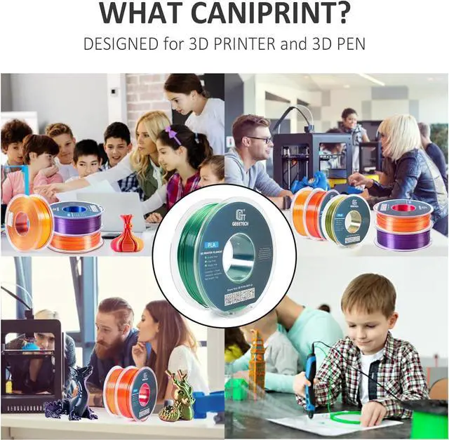 Alt view image 5 of 6 - Geeetech 3D Printer Silk PLA Dual Color Filament, Metal-Like Shiny Silk Filament 1.75mm 1kg (2.2lbs) Spool, Dimensional Accuracy +/- 0.02 mm, Silk Blue Green