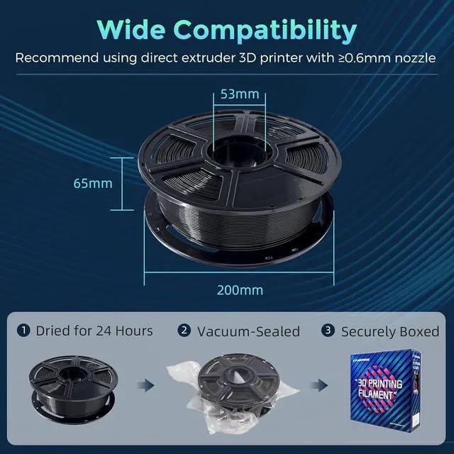 Alt view image 6 of 6 - FLASHFORGE PLA Flexible 1.75 mm, 4X longer stretch 3D Printer Filament 1Kg (2.2lbs) Spool - Dimensional Accuracy +/- 0.02 mm, Ideal for Printing Soft Accessories