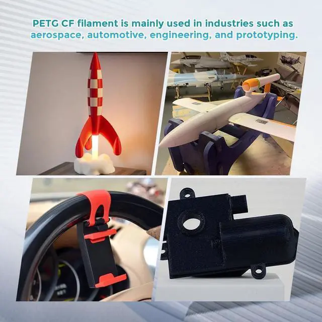 Alt view image 7 of 7 - VOXELAB Carbon Fiber PETG 3D Printer Filament, PETG Carbon Fiber Black Filament 1.75mm 1KG (2.2 LBS) 1 Spool, 3D Printing Material, Dimensional Accuracy +/- 0.02 mm, PETG CF Black