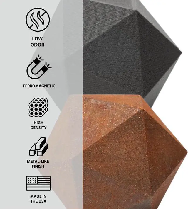 Alt view image 5 of 7 - Protopasta Ferromagnetic Iron PLA 3D Printer Filament | ProtoPlant Metal-Filled PLA Plastic Printer Filament with 45% Metal | Patina Friendly Metal Composite Filament | 500g Metallic Spool